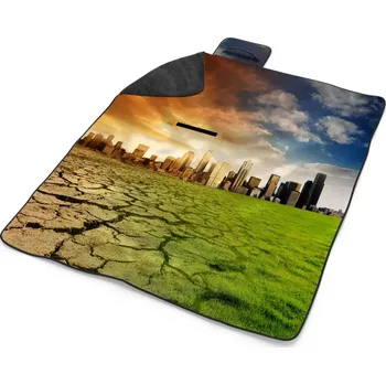 deka Sablio Plážová deka Vyprahlá zem před mrakodrapy: 200x140 cm