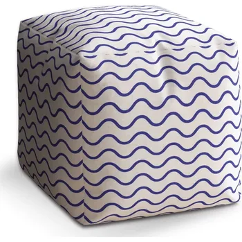 Taburet Sablio Taburet Kostka Modré vlnky: 40x40x40 cm - Sablio
