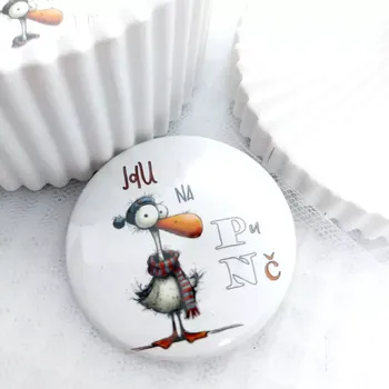 Dekorativní magnet Jdu na punč, magnetka průměr 58 mm, 1 kus