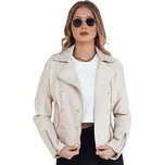 Dámská béžová kožená bunda křivák s ozdobnými nýty TY4179 - M