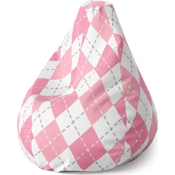 Sedací pytel Sedací vak Pear Růžové a bílé kosočtverečky - Sablio - 70 x 95 x 15 cm
