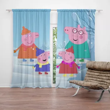 Závěs Sablio Závěsy Prasátko Pepina Rodina: 2 ks - 140x250 cm - Sablio