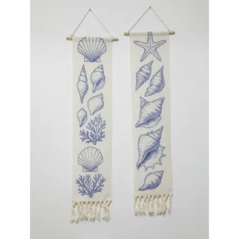 Boho nástěnná tapiserie mušle | dekorace interiéru - 2 ks M02872