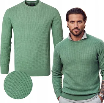 Pánský svetr Elegantní pánský SVETR Klasický ZELENÝ Bavlněný L Pako Jeans