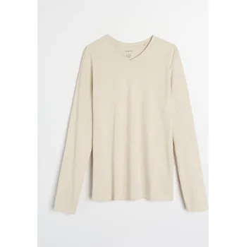 Pánské tričko Sinsay - Bavlněné tričko s&nbsp;dlouhými rukávy - béžová - 648IE-02X - 648IE-02X-L