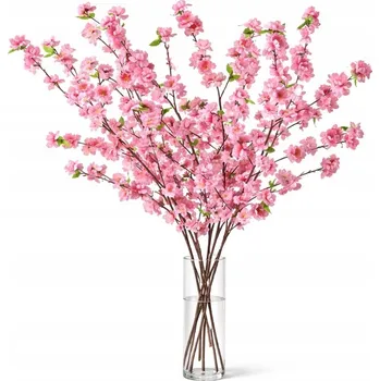 umělá květina Višňový Květ Broskve 120 cm Sada 5 kusů dekoračních větviček