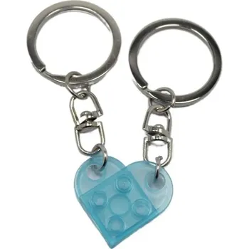 Přívěsek 2 ks Párové klíčenky srdce pro pár | přívěsek - světle modrá2