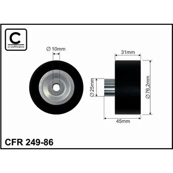 Vratná/vodicí kladka, klínový žebrový řemen Caffaro 249-86