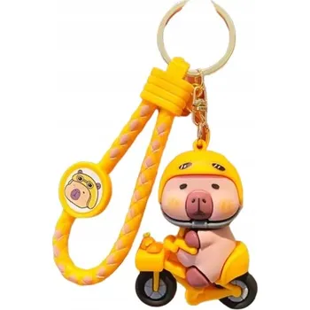 Přívěsek Na Klíče na klíče přívěsek silikonová figurka KAPYBARA na skútru žlutá