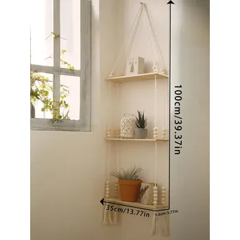 police Dřevěná závěsná rustikální police | nástěnná dekorace - KK107-M01754