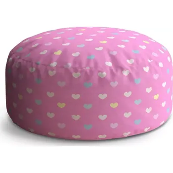Taburet Sablio Kulatý taburet Circle Srdce na růžové: 38x48 cm - Sablio