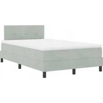 Postel Postel s pružinovou matrací a nastavitelným čelem, světle šedá, 203x120x88 cm