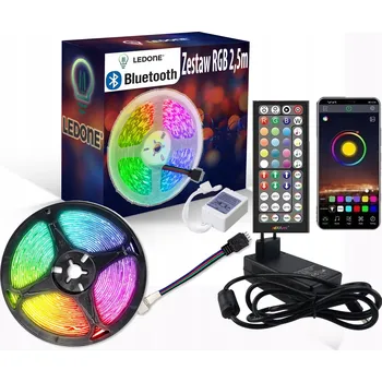LED páska LED pásek 2,5M RGB 5050 Bluetooth, ovládání přes APLIKACI v mobilu + DÁLKOVÝ OVLADAČ, hudební režim, sada 12V