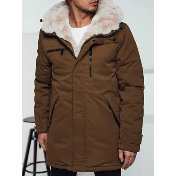 Pánská zimní bunda parka s kapucí béžová