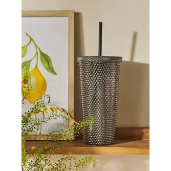 Sinsay - Hrnek s víčkem a brčkem - šedá - 796EC-90X - 796EC-90X-ONE-2