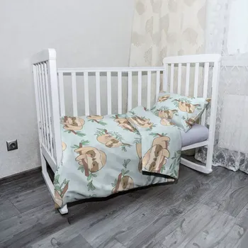 Povlečení Sablio Mikroplyšové povlečení do dětské postýlky Lenochodi na větvi - 100x135 / 40x60