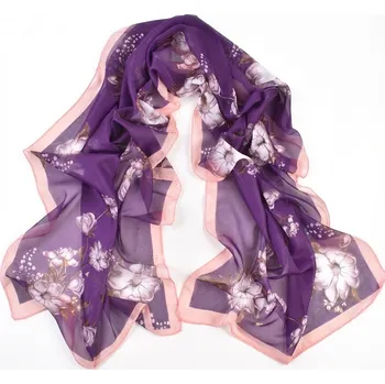 Šála B-TOP Jemný květinový šál v odstínu fialové