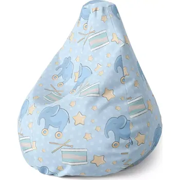 Sedací pytel Sedací vak Pear Bubny a sloni - Sablio - 70 x 95 x 15 cm