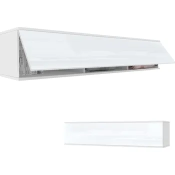 Komoda Závěsná TV skříňka, komoda, vitrína SIMPLY UP – bílý lesk, 100 cm