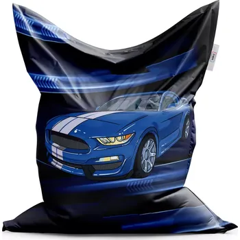 Sedací pytel Sablio Sedací vak Classic Mustang Modré pozadí s pruhy - 150x100 cm