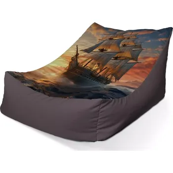 Sedací pytel Sablio Sedací vak Lounge Plachetnice ve vlnách při východu slunce - 80 x 95 x 50 cm