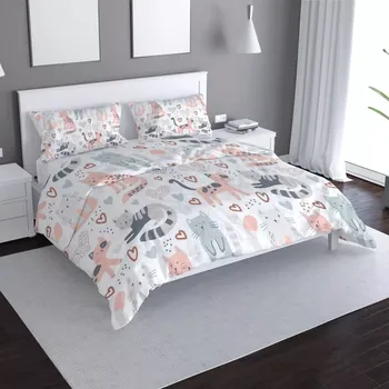 Povlečení Saténové povlečení Malované kočičky - Sablio - 140x200 / 90x70