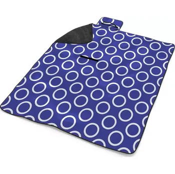 deka Sablio Plážová deka Bílé kruhy na modré: 200x140 cm