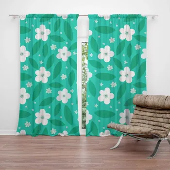 Závěs Sablio Závěsy Bílé květy s lístky: 2 ks - 140x250 cm - Sablio