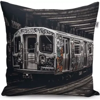 Dekorativní polštářek Dekorační polštář Městské metro s graffiti - Sablio - 40x40 cm
