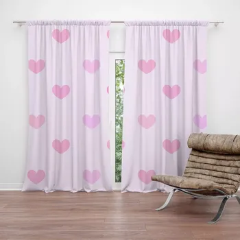 Závěs Sablio Závěsy Růžové srdce: 2 ks - 140x250 cm - Sablio