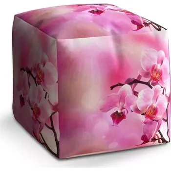Taburet Sablio Taburet Kostka Květy orchideje: 40x40x40 cm - Sablio