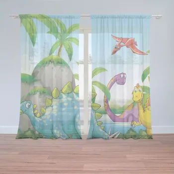 Záclona Sablio Záclony Dinosauři 3: 2 ks - 150x250 cm - Sablio