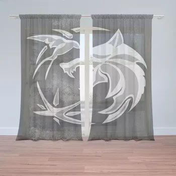 Záclona Sablio Záclony Zaklínač Šedý abstrakt: 2ks 150x250cm