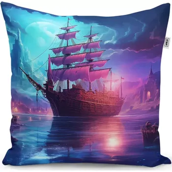 Dekorativní polštářek Dekorační polštář Magická plachetnice pod měsícem - Sablio - 40x40 cm