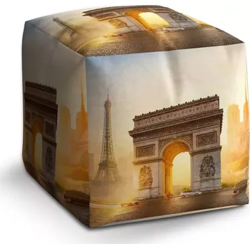 Taburet Sablio Taburet Kostka Paříž Vítězný oblouk: 40x40x40 cm - Sablio