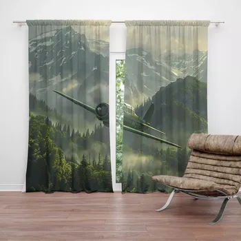 Závěs Sablio Závěsy Bojové letadlo v horách: 2ks 140x250cm