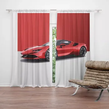 Závěs Sablio Závěsy Ferrari na červenobílé: 2ks 140x250cm