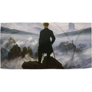 Ručník Sablio Ručník s potiskem Poutník nad mořem mlhy - Caspar David Friedrich - 50x100 cm