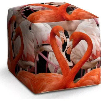 Taburet Sablio Taburet Kostka Plameňáci 2: 40x40x40 cm - Sablio