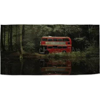 Ručník Sablio Ručník s potiskem Červený patrový autobus - 30x50 cm