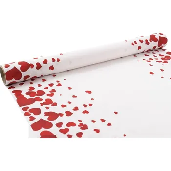 Obalový materiál Floristická fólie se srdíčky 50 cm Bílá