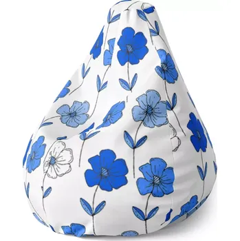 Sedací pytel Sedací vak Pear Modré květiny - Sablio - 70 x 95 x 15 cm