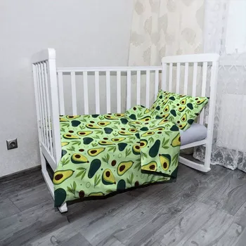 Povlečení Sablio Mikroplyšové povlečení do dětské postýlky Kreslené avokádo - 100x135 / 40x60