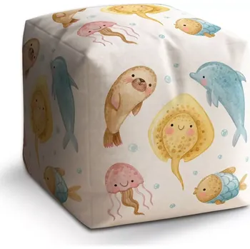 Taburet Sablio Taburet Cube Podmořská parta: 40x40x40 cm