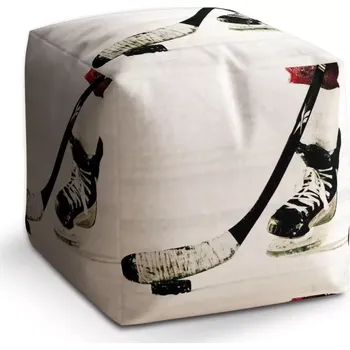 Taburet Sablio Taburet Kostka Lední hokej: 40x40x40 cm - Sablio