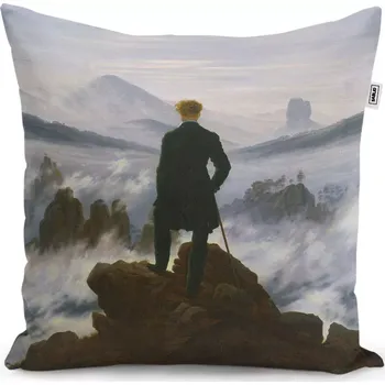 Dekorativní polštářek Dekorační polštář Poutník nad mořem mlhy - Caspar David Friedrich - Sablio - 40x40 cm
