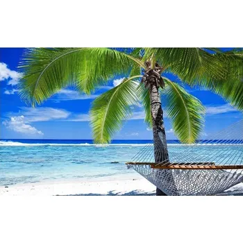 Fototapeta Fototapeta PALMY MOŘE PLÁŽ POHLED do OBÝVÁKU 368x254 cm