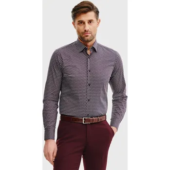 Pánská košile Vzorovaná pánská bavlněná košile Slim Fit Pako Lorente vel L