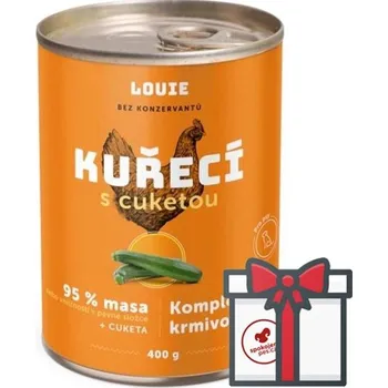 Krmivo pro psa Louie konzerva kuřecí s cuketou SET 4x 400 g + Louie vývar 400 g ZDARMA