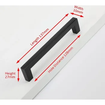 Moderní hliníkové kuchyňské úchytky | nábytkové madlo - Černá 128 mm